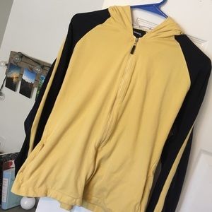Yellow and navy zip up running jacket